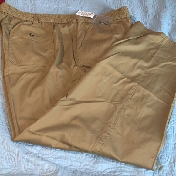Mens King Size Big Elastic Waist Khaki Pants Size 54/38 Cotton Blend - Picture 8 of 12